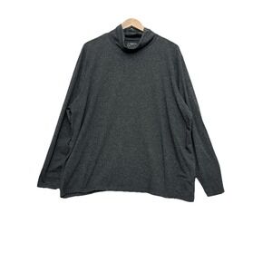 Talbots Tee Top Womens 3X Plus Gray Turtleneck Long Sleeve Shimmer Casual Layers